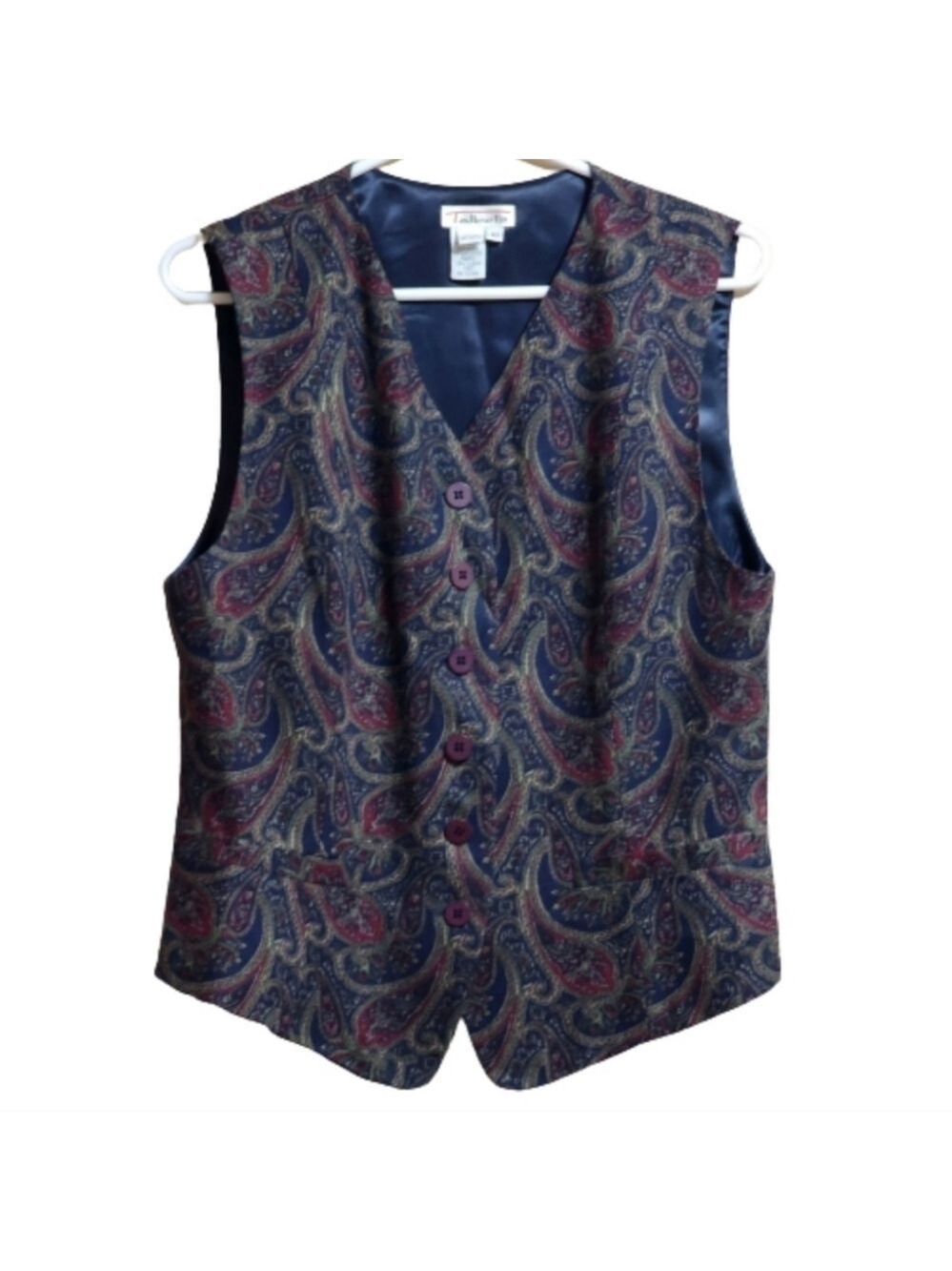 VINTAGE Talbot paisley print tailored vest color black ,red and green size 10